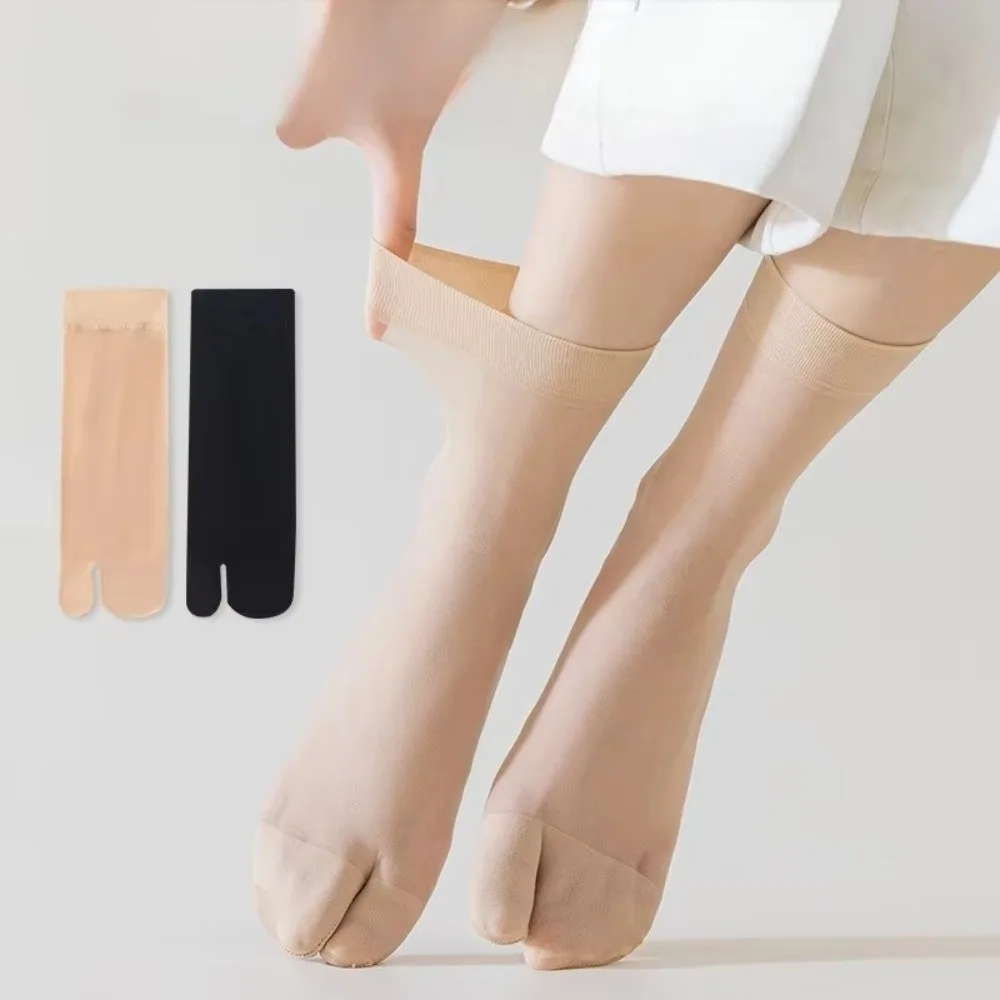 Fashion Ultra Thin Toe Socks Sexy Breathable Tabi Silk Socks Toe-separated Solid Color Compression Socks Summer