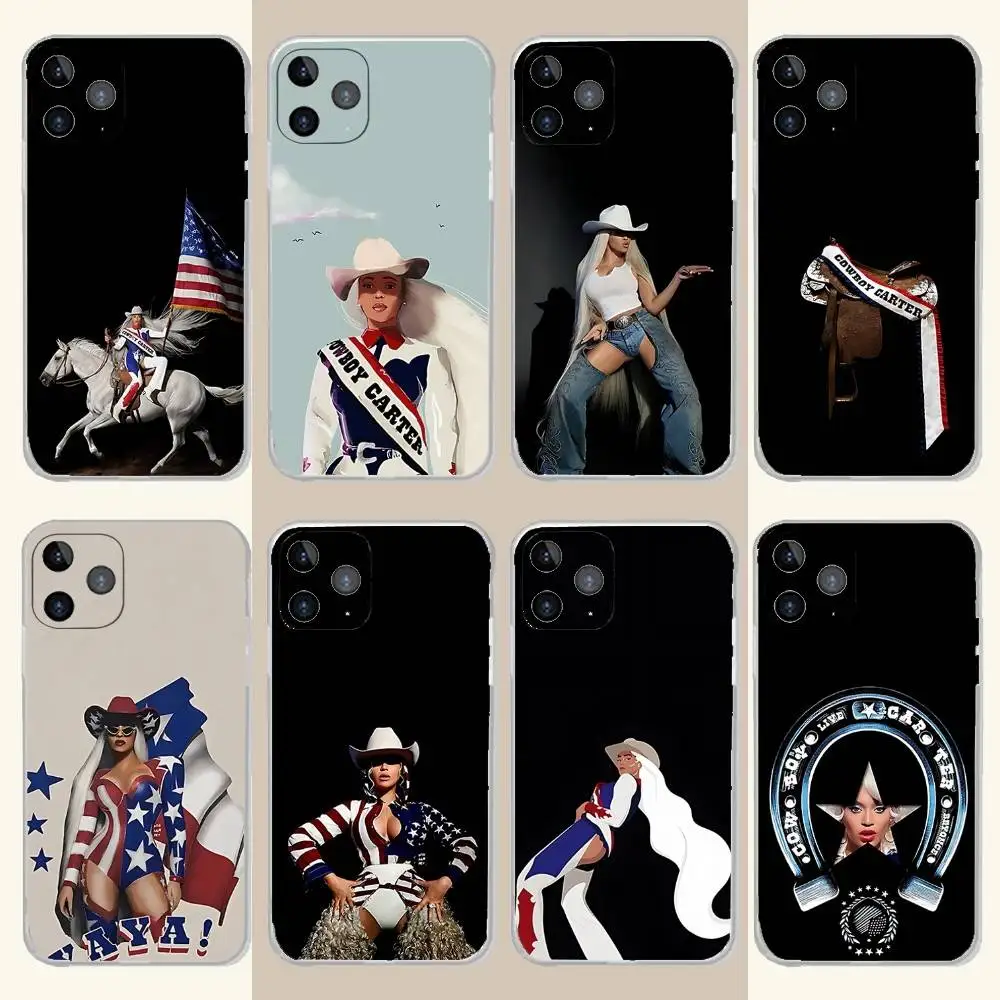 

Cowboy Singer B-Beyonces Phone Case For iPhone 17,16,15,14,13,12,11 Pro,Max,Plus,X,XS,XR,SE4,E Mini Transparent Soft Cover