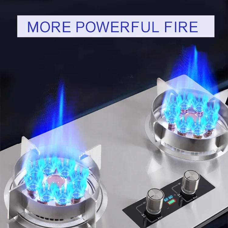 Fire powerful built-in gas stove LPG gas stove Stainless steel top 2 burners Kitchen gas stove