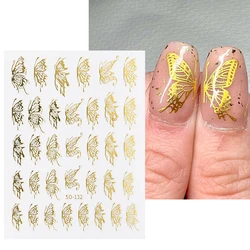 Złoty motyl paznokcie naklejki brązujący róża złoty Laser Design marzycielski księżyc gwiazdy naklejki Nail Art suwak uroczy wystrój SO-132