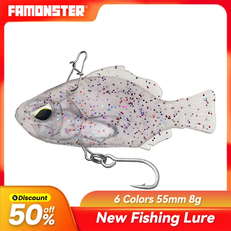 Famonster Fishing Lure Soft 55mm/8g Simulated Bait Fake Bait Lead Soft Fish Built in Reflective Lead Block with Fishhook  Pik