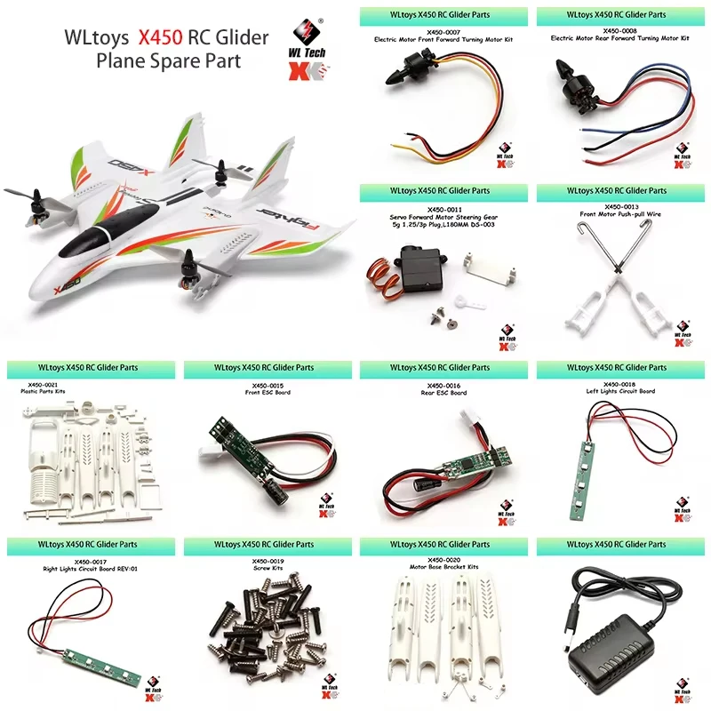 RC Glider Spare Parts WLtoys X450 Motor Circuit Board Servo Tail Rotor Screw Shell Propeller Receiver ESC Accessories