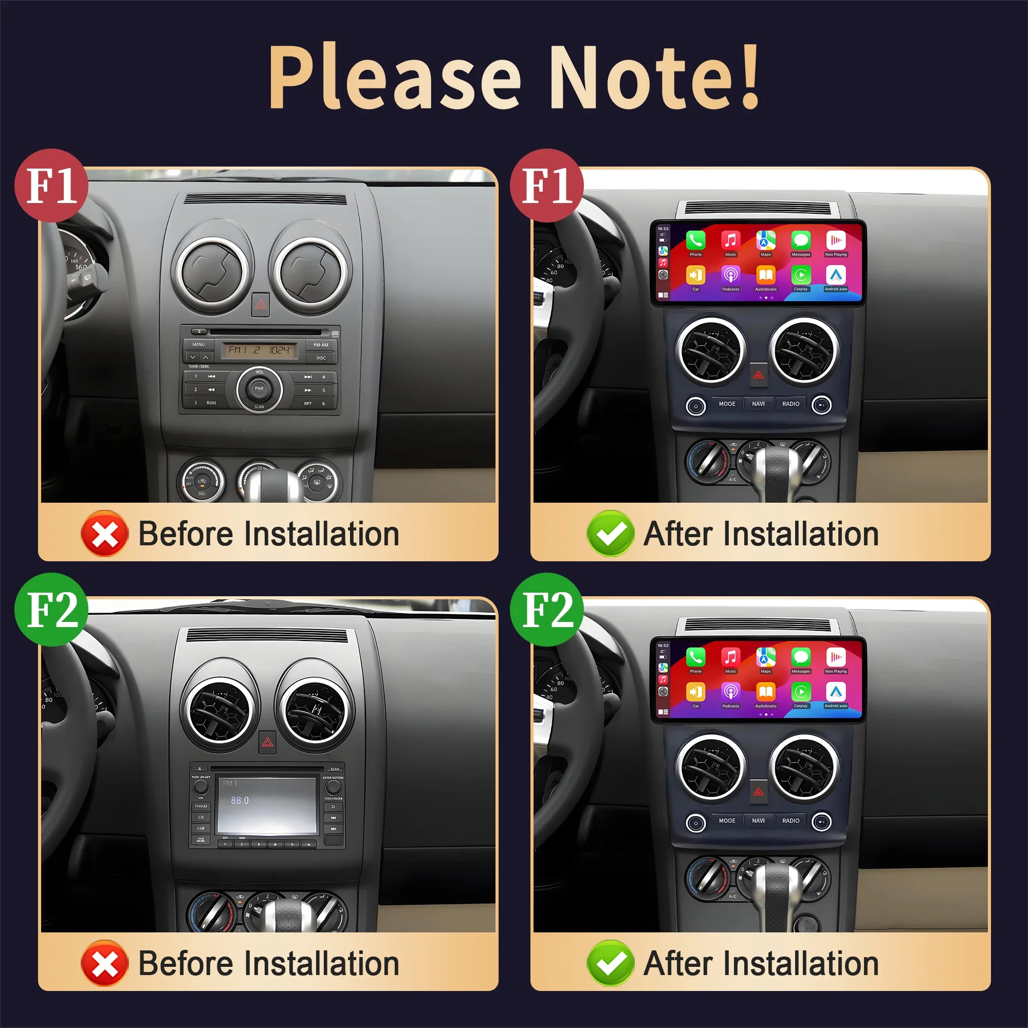 12.3 بوصة لنيسان قاشقاي J10 2007-2015 راديو السيارة أندرويد 14 اللاسلكية Carplay الوسائط المتعددة الملاحة رئيس وحدة شاشة تعمل باللمس