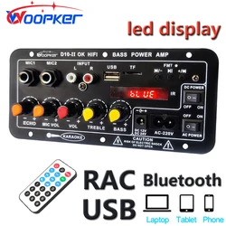 Woopker D10-II Bluetooth Audio Amplifier Board with LED Screen 30-120W for 4 Ohm Speaker Home Power Amplifier Module for Car RV
