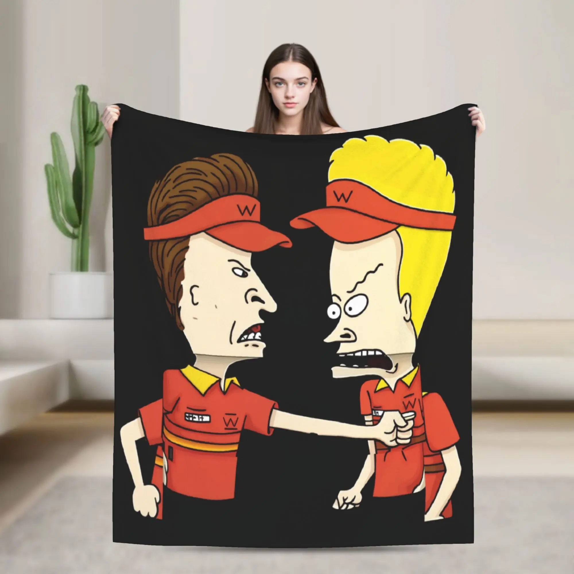 Beavis And Butt Head Fast Food Worker Uniform Blanket Soft Plush Throw Blanket For Couch Bed Travel Flannel Bedspread Bed Cover