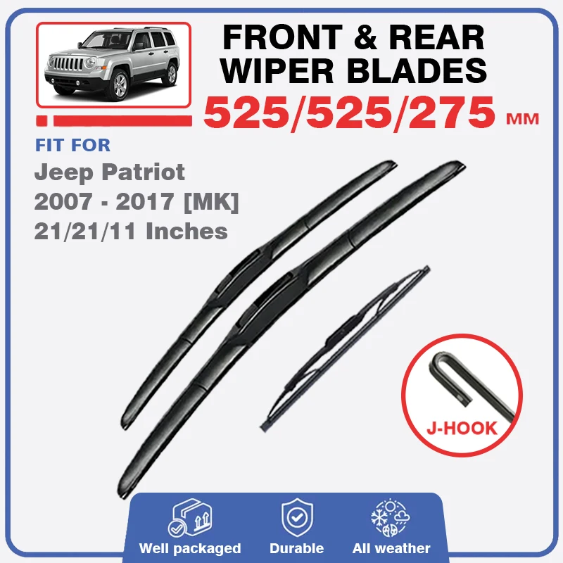 For Jeep Patriot MK 2007 - 2017 Front Rear Wiper Blades Windshield Brushes Windscreen Window Sport Latitude Limited Accessories