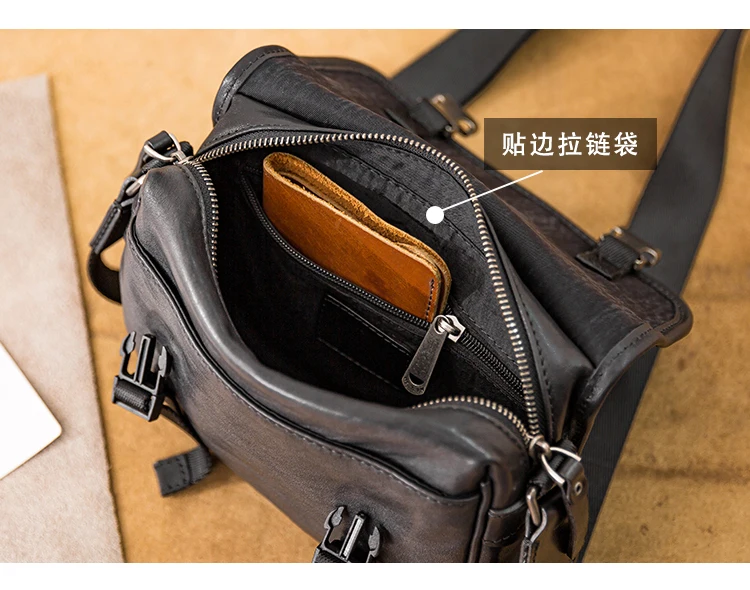 fashion travel luxury high quality first layer cowhide men's small crossbody bag Outdoor casual genuine leather shoulder bag