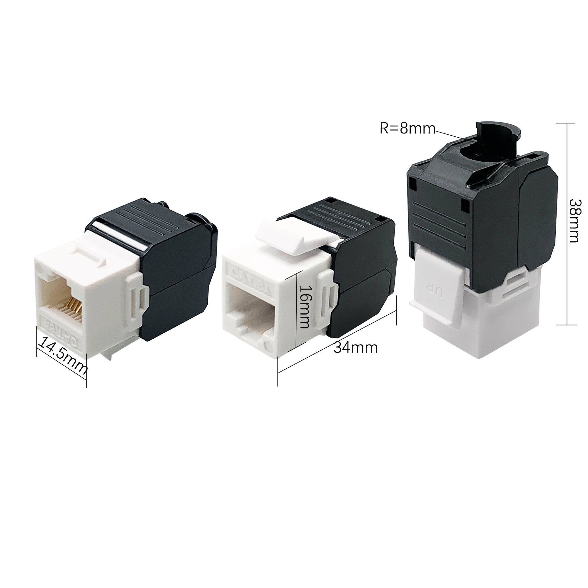 2-50pcs Rj45 Connector Keystone Shielded Cat 6A/6/7 F/UTP Slot Zinc Alloy Module Connector LAN Network Insert Tool-Free