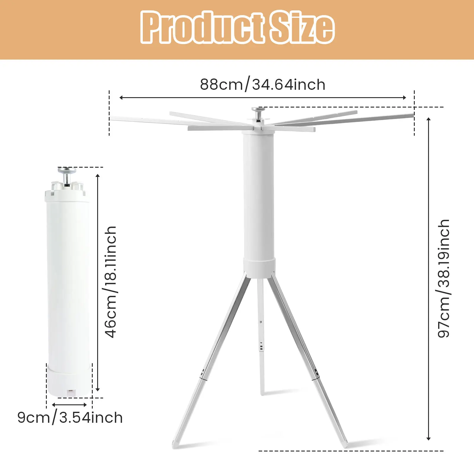 Aluminum Alloy Foldable Clothes Drying Rack Portable Rust Proof Tripod Standing Laundry Racks for Home Outdoors Clothes Holders