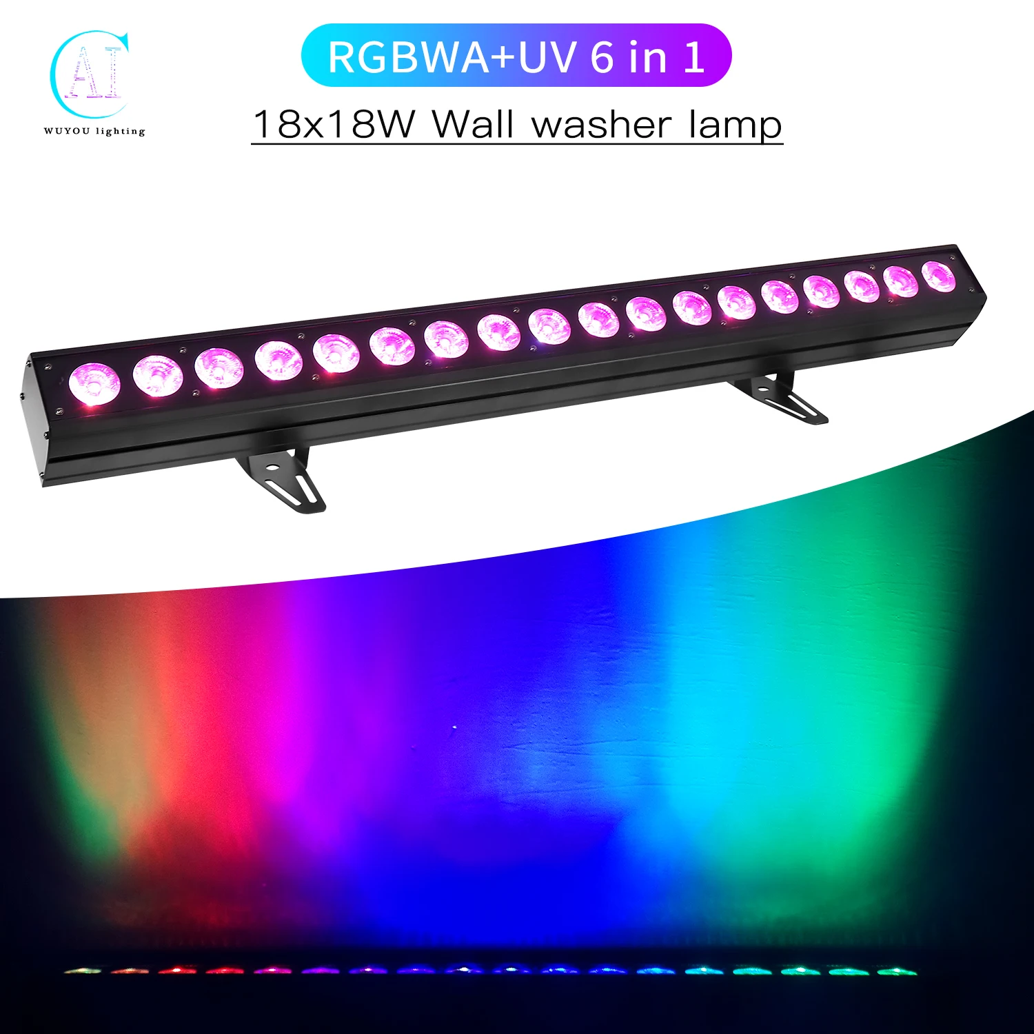 LED Wall Washer Luz, Controle DMX, DJ Disco Equipamento Bar, Faixa de Luz Cor, RGBW, 18x18W, RGBWA + UV, 6 em 1, 4-10PCs, 18x 12W