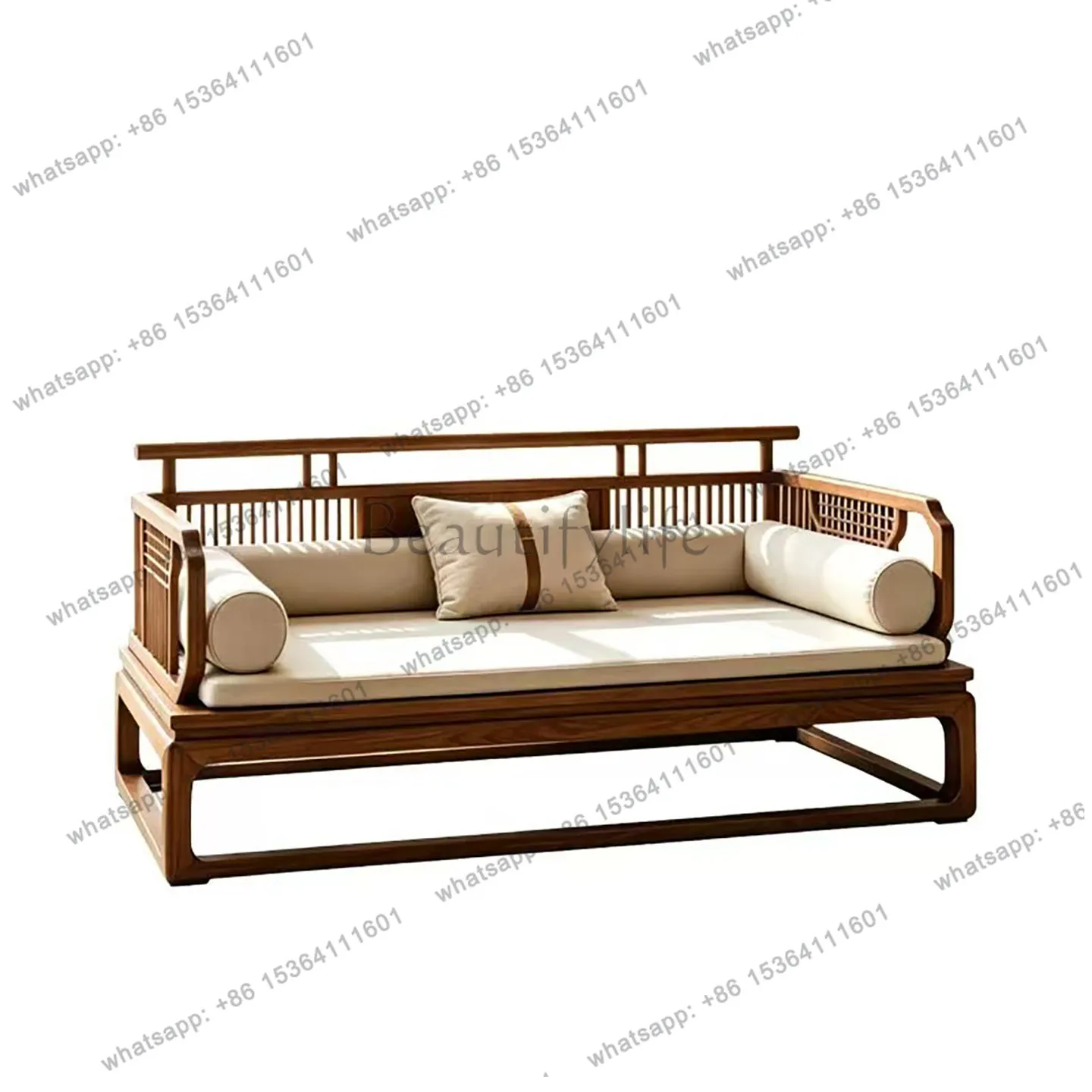 YJ New Chinese-style North American black walnut sofa Song-style aesthetic tenon and mortise solid wood straight row furniture