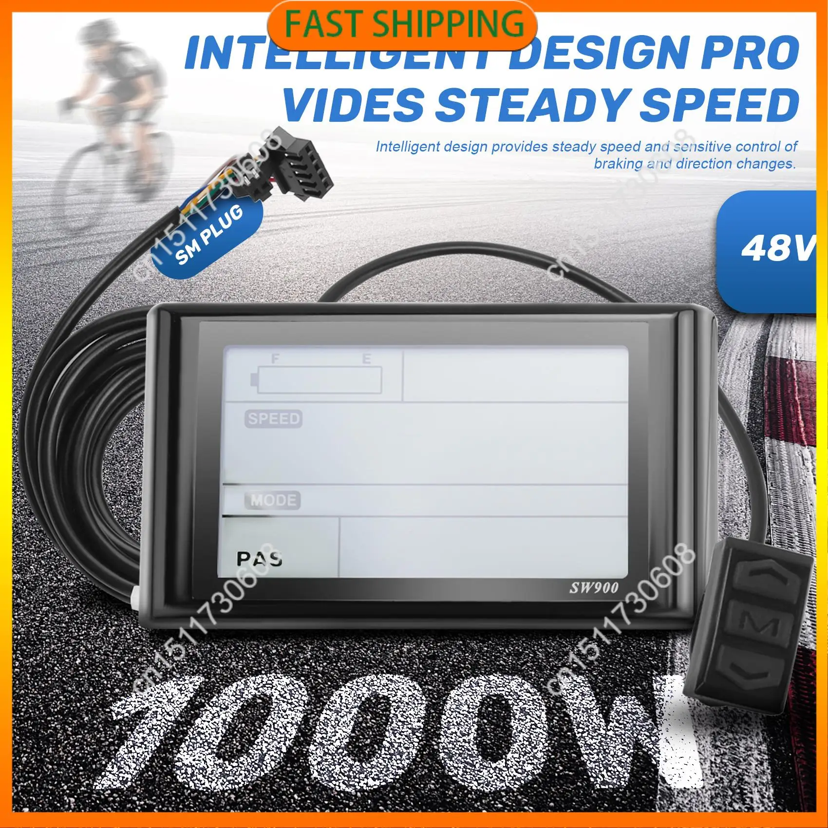 اشتري الآن 36 فولت 48 فولت 750 واط 1000 واط ثلاثة وضع 12 أنابيب فرش 30A تحكم خنق طقم فرامل مجموعة مع شاشة LED SW900 E-Bike Acc