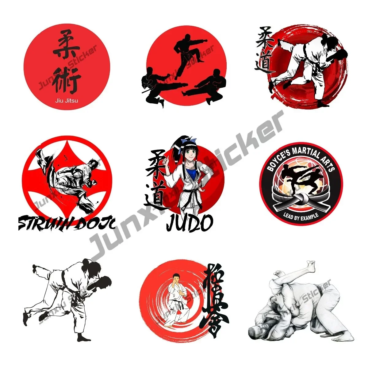 

Japanese Judo Jujitsu Samurai Martial Arts Style Car Stickers Accessories Car Waterproof Vehicle Decal Glue Sticker PVC13cm