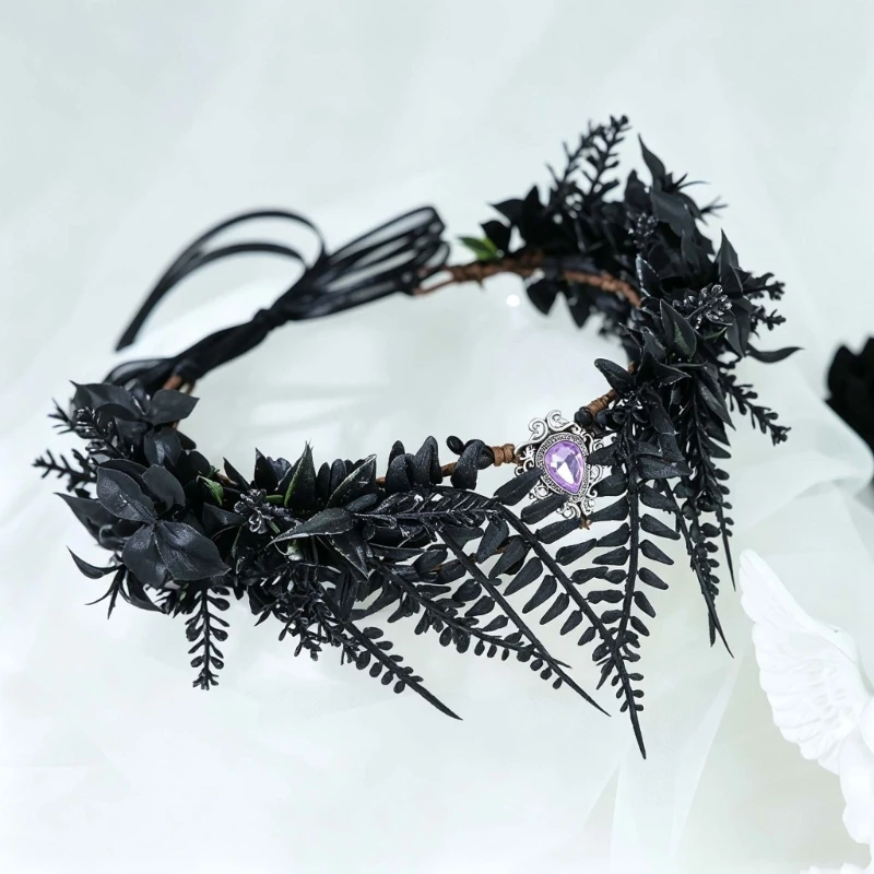 DXAE Flower Faery Crowns Elf Floral Headpiece Forest Crowns Elven Circlet with Layered Construction, Teardrop Accent and