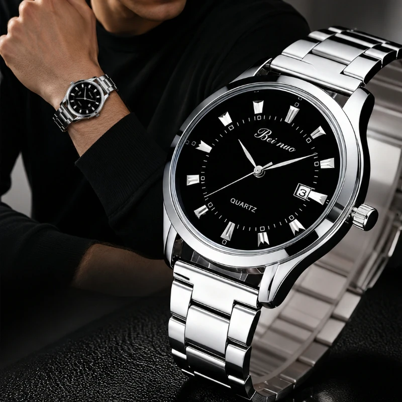 Classic Business Men's Watches Simple Fashion Round Dial Metal Bracelet Analog Quartz Wristwatches for Man Relogio Masculino