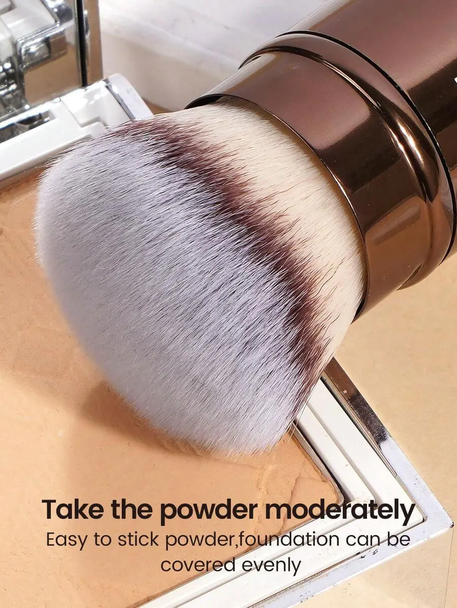 1 Stück professioneller einziehbarer Make-up-Pinsel für das Gesicht, Rougepinsel, Foundation-Pinsel, loser Puderpinsel, synthetisches Haar, ultraweiche Doundat – Detail 9