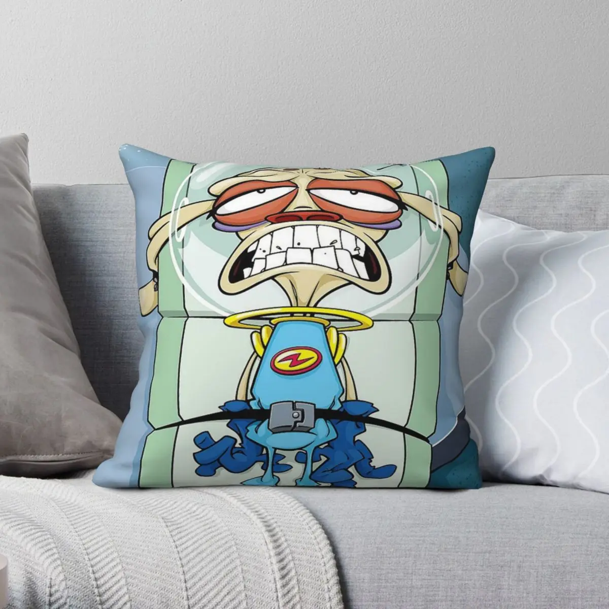 Ren And Stimpy Show Square Pillowcase Polyester Linen Velvet Printed Zip Decorative Pillow Case Car Cushion Cover