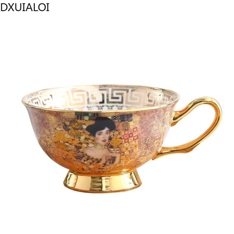 Light Luxury Retro Style Ceramic Mug Gold Handmade Craft Coffee Cup Mug Water Cup Afternoon Tea Cup Saucer Home Decoration 200ml