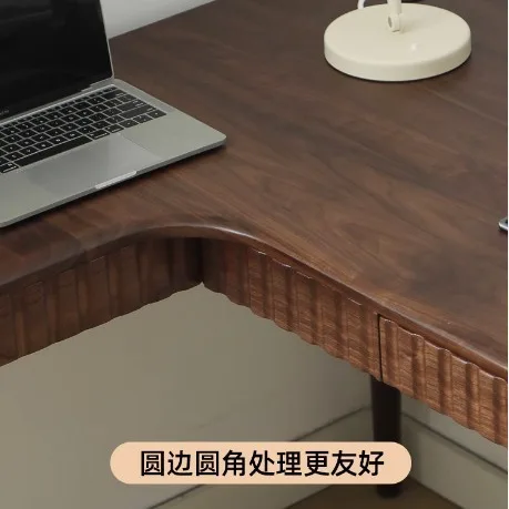 مكتب زاوية من الخشب الصلب الاسكندنافي قابل للتخصيص، طاولة شقة صغيرة بزاوية مزدوجة