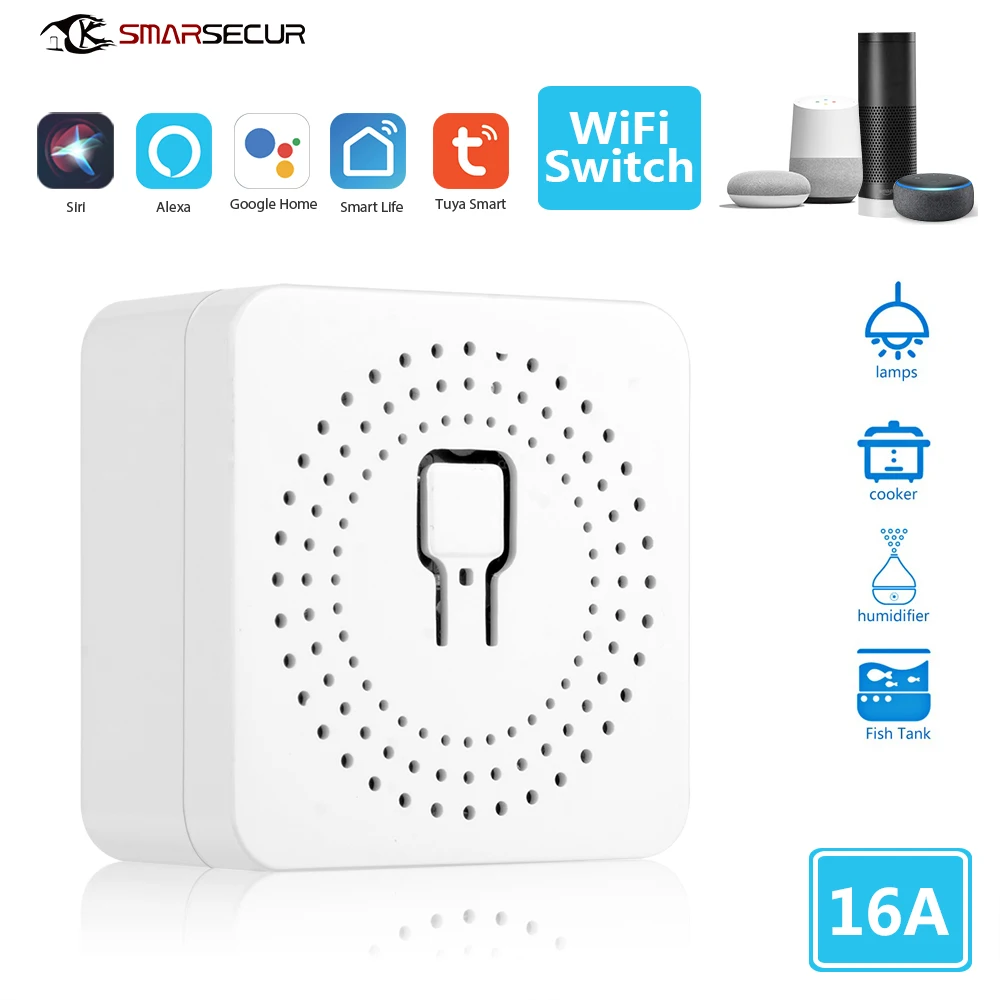 Tuya Wifi16A Mini Switch 2-way Control Switches WiFi Dual-mode Smart Breaker Works With Alexa Google Home Support Smart Life APP