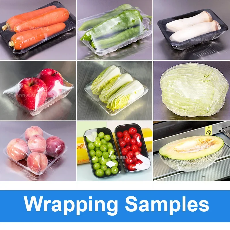 Supermarket Packaging Equipment Fresh Vegetable Fruit Cling Film Wrapper Vegetables Wrapping Packing Machine