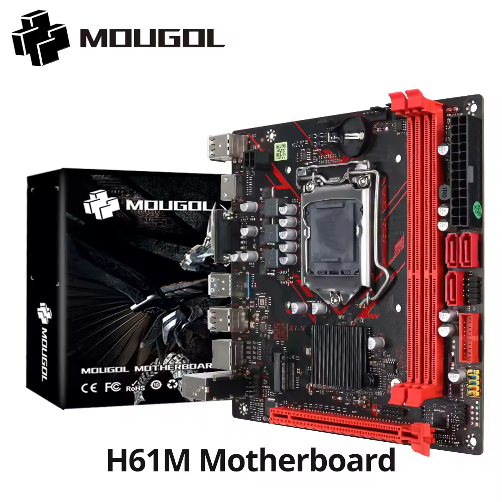 Scheda madre da gioco MOUGOL H61M M.2 NVME PCIEx16 DVI Supporta RAM DDR3 a doppio canale Intel Core 2/3 Gen CPU LGA1155 per PC desktop