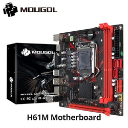 MOUGOL H61M Motherboard M.2 NVME PCIEx16 DVI Supports Dual-channel DDR3 RAM Intel Core 2/3 Gen CPU LGA1155 for Gaming Computer