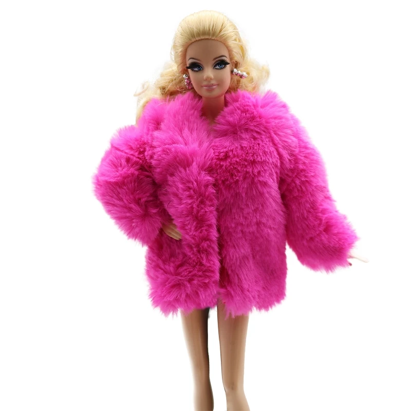 54DF Fashionable 1/6 Joint Dolls Winter Coat Fluffy & Warm for 30cm/12in Doll Mini Top Jacket for Kids Doll Toy’s Decoration