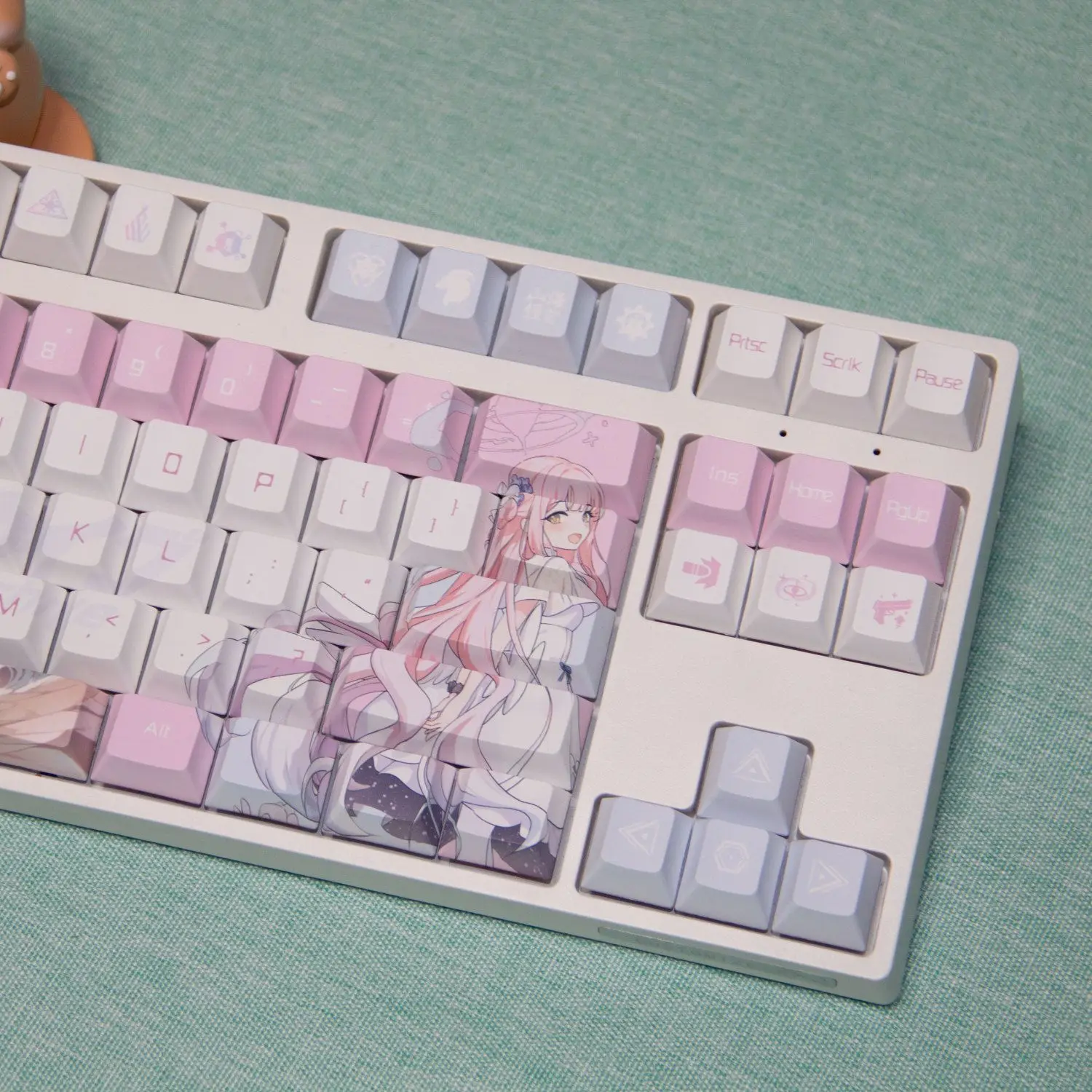 Imagem -03 - Azul Arquivo Misono Mika Anime Game Girl Keycaps Perfil Cereja para Teclado Mecânico Interruptor mx Presente Personalizado Faça Você Mesmo 130 Teclas por Conjunto