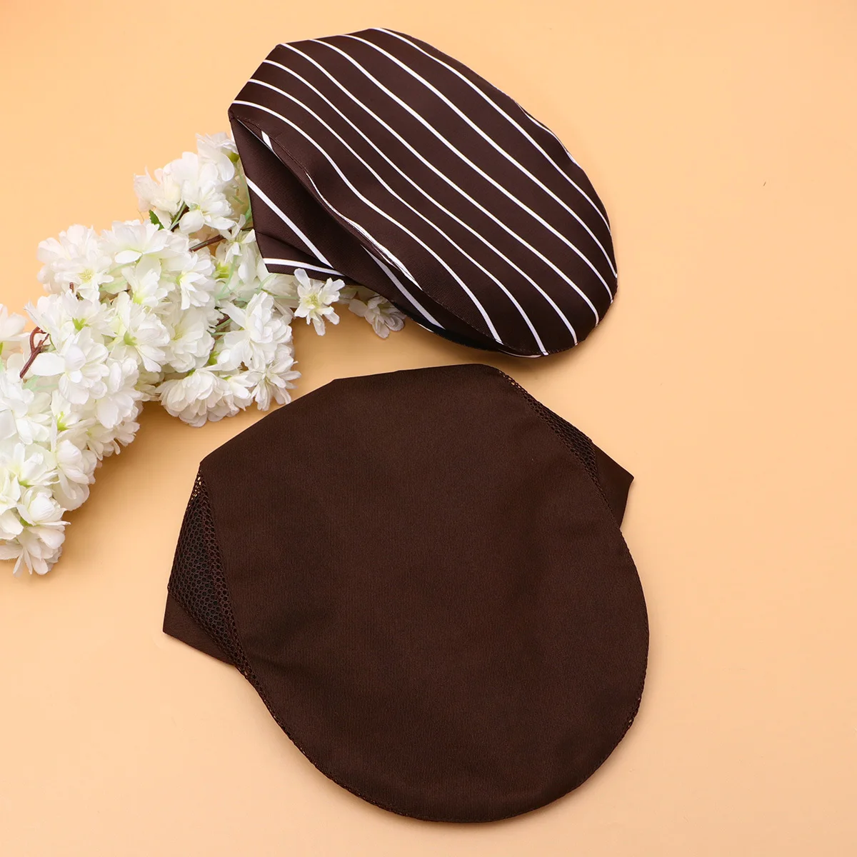 

2pcs Working Beret Cap Kitchen Chef Hat Restaurant Cooking Staff Uniform Lightweight Clean Environment Design Coffee White