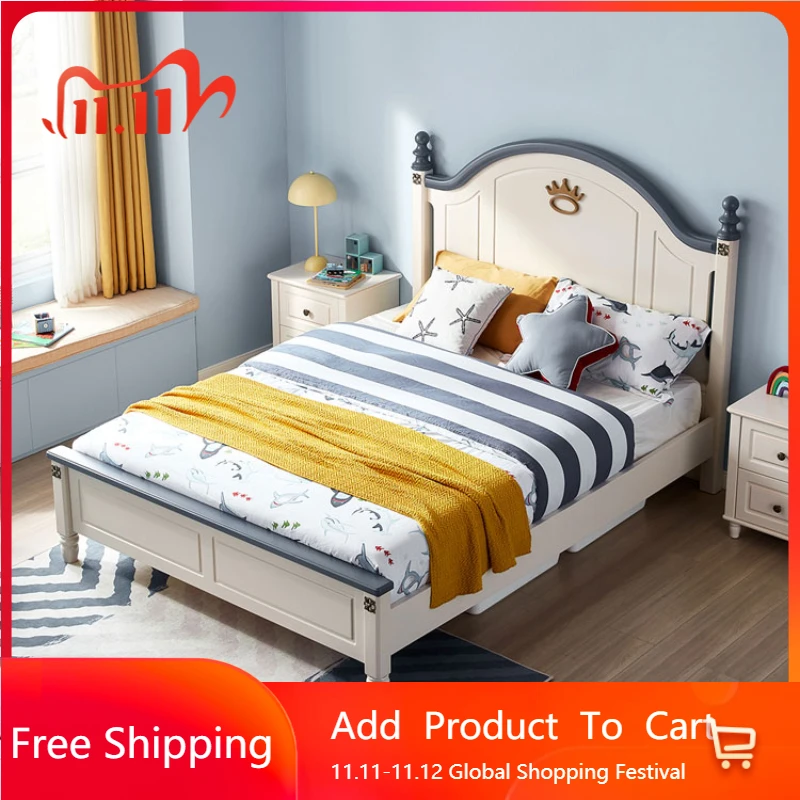 

European Nordic Childrens Bed Loft White Comferter Modern Children Beds Queen Size Luxury Letto Matrimoniale Salon Furniture