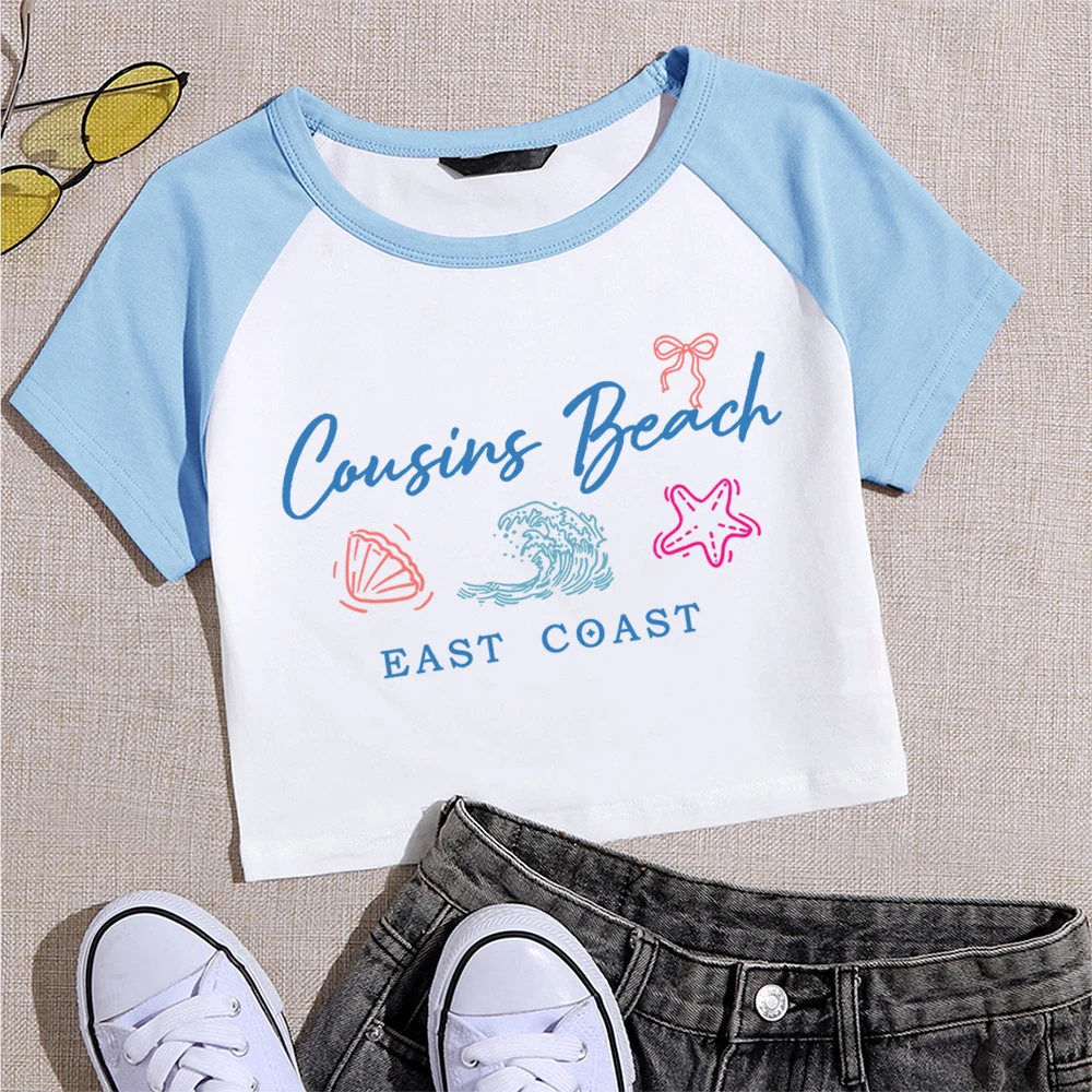 الصيف تحولت فريق جميل كونراد البطن إرميا المحاصيل الأعلى قميص مثير الفتيات قصيرة الأكمام قميص مروحة هدية #5