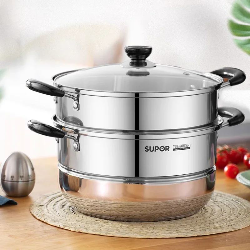 

Пароварка из нержавеющей стали 304, пароварка, рыба, булочки на пару, трехслойная утолщенная индукционная плита, универсальная газовая плита