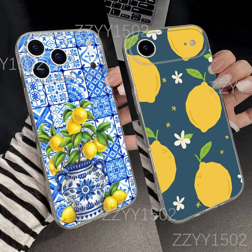 

Lemon Friut Summer Fresh Print Phone Case For iPhone 17,16,15,14,13,12,11 Pro,Max,Plus,X,XS,XR,SE4,E Mini Transparent Soft