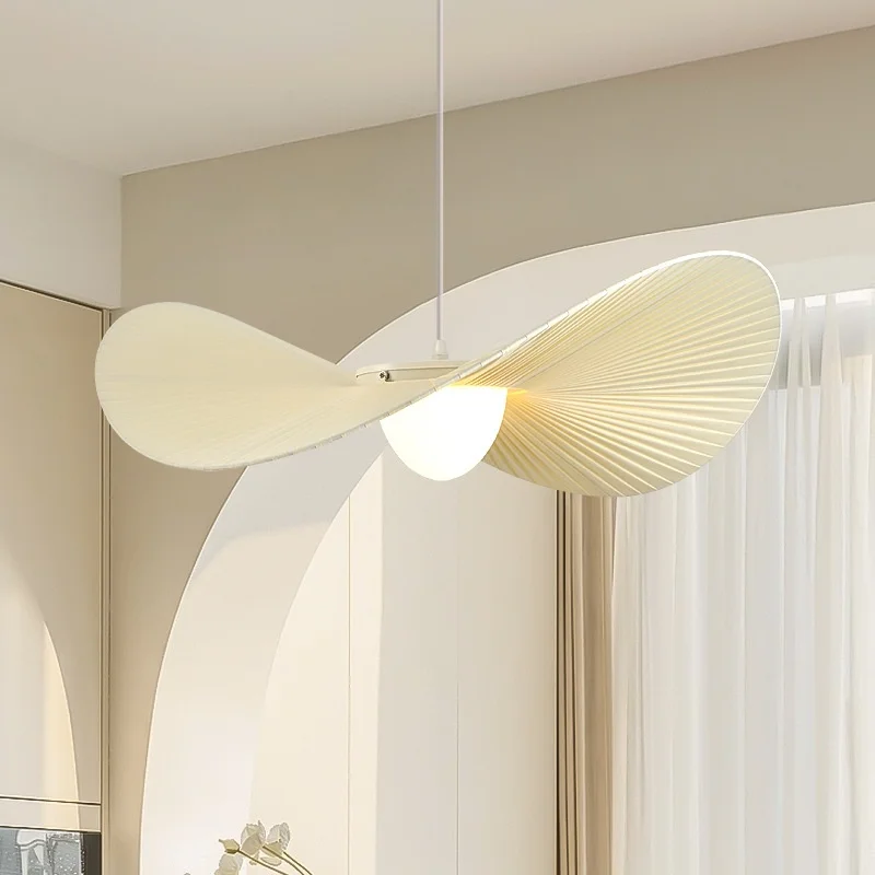 

Nordic Beige Pleated Fabric Led Pendant Lights Bar Droplight Art Decor Led Hanging Lamp Dining Room Simple Suspend Light Lampara