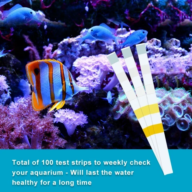 Kit Water to Detect Ph no2 no3 Khghclta 7-in-1 100strip Aquarium Test Strips Tank Fish Test Kit for Freshwater Saltwater