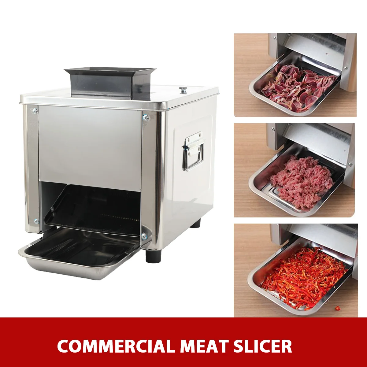 Desktop Edelstahl Doppel-port Elektrische Fleisch Slicer Automatische Fleischwolf Kommerziellen Haushalt Fleisch Cutter – Detail 13