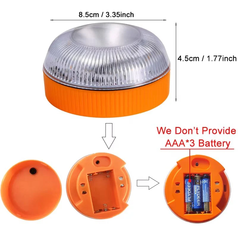 LED รถฉุกเฉิน Light แบตเตอรี่แห้งฉุกเฉินช่วยกันน้ําแผนที่ Beacon Light Magnetic Induction ไฟเตือน Strobe Light