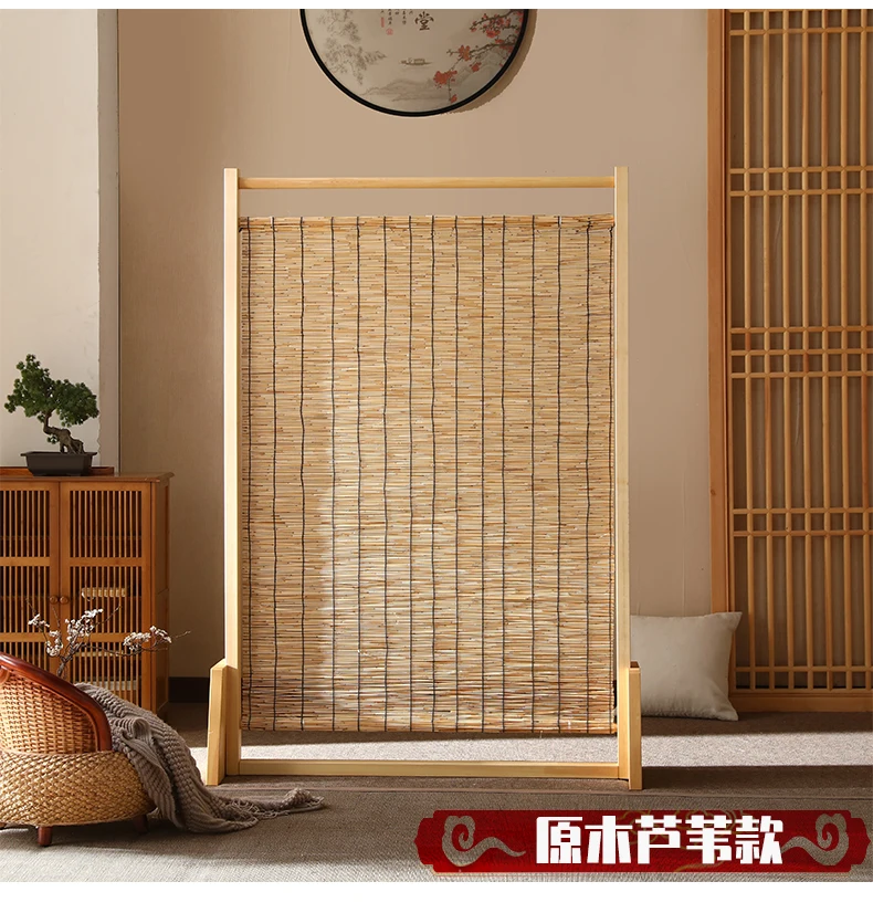 Chinese Reed screen partition living room solid wood door decorative  office entrance  room divider screen 자바라  스크린 wood panel