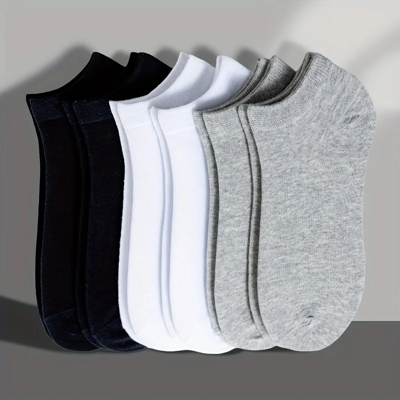 Unisex 10/20/30 Pairs High Quality Soft Comfortable Breathable Black and White Gray Men/Women Solid Color Short Socks