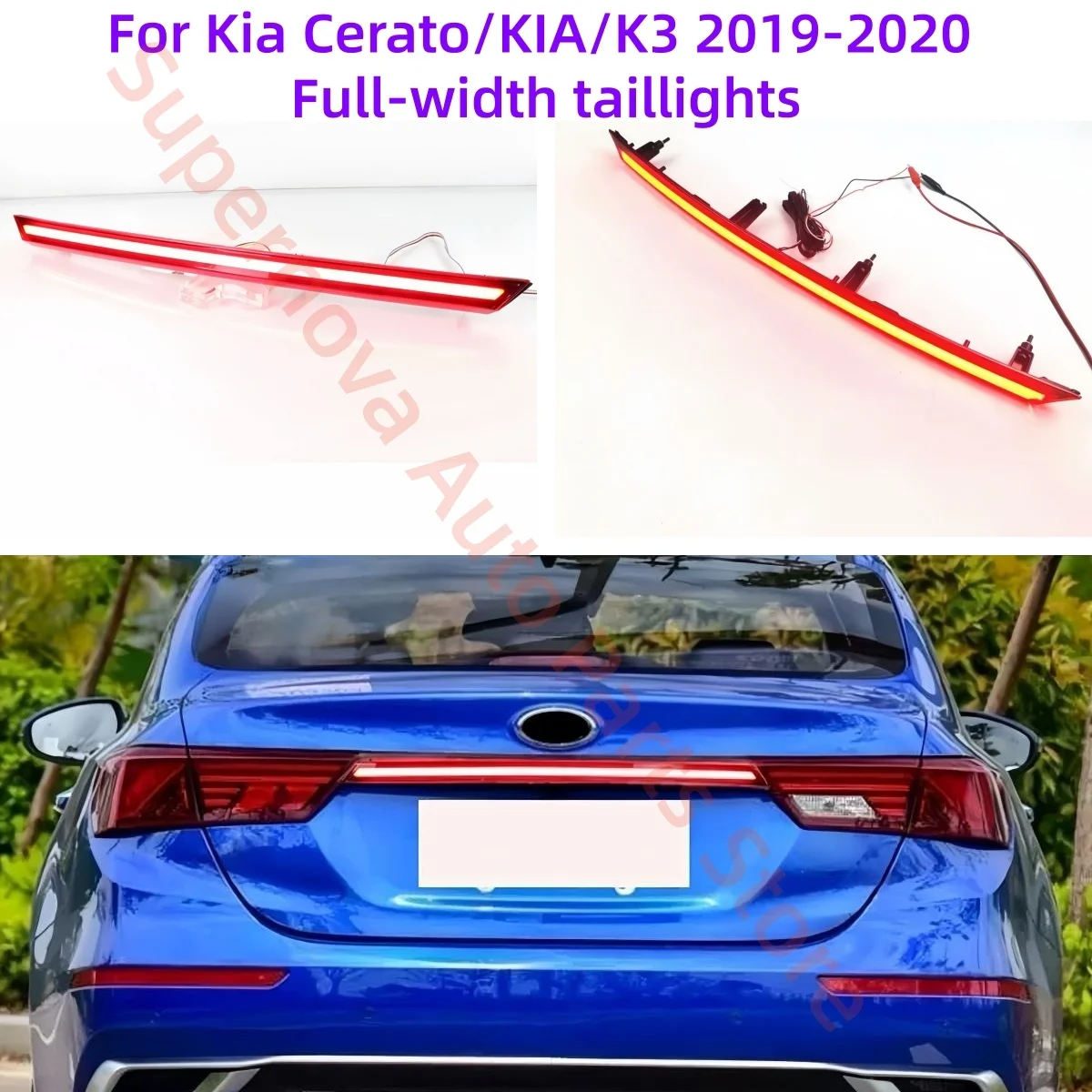 For Kia Cerato/KIA/K3 2019-2020 LED Full-width taillights Brake lights Turn signal Warning light Tail wing lights Three-function