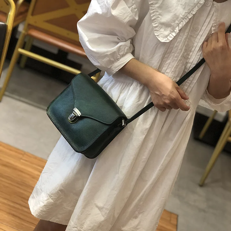 Johnature Genuine Leather Vintage Women Bag 2024 New Versatile Nature Cowhide Handmade Leisure Shoulder & Crossbody Bags