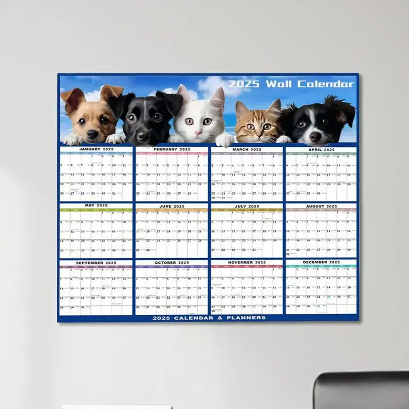 2025 Wall Calendar 12 Month Yearly Wet and Dry Erase Planner Yearly Laminated Calendar Large Yearly Planner for Kids Adults