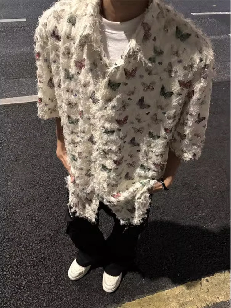 

Cleanfit ort Sve Men's irt Ele Design Fringed Sun Protection irt Stand Fit Polyester Fiber Summer Wear