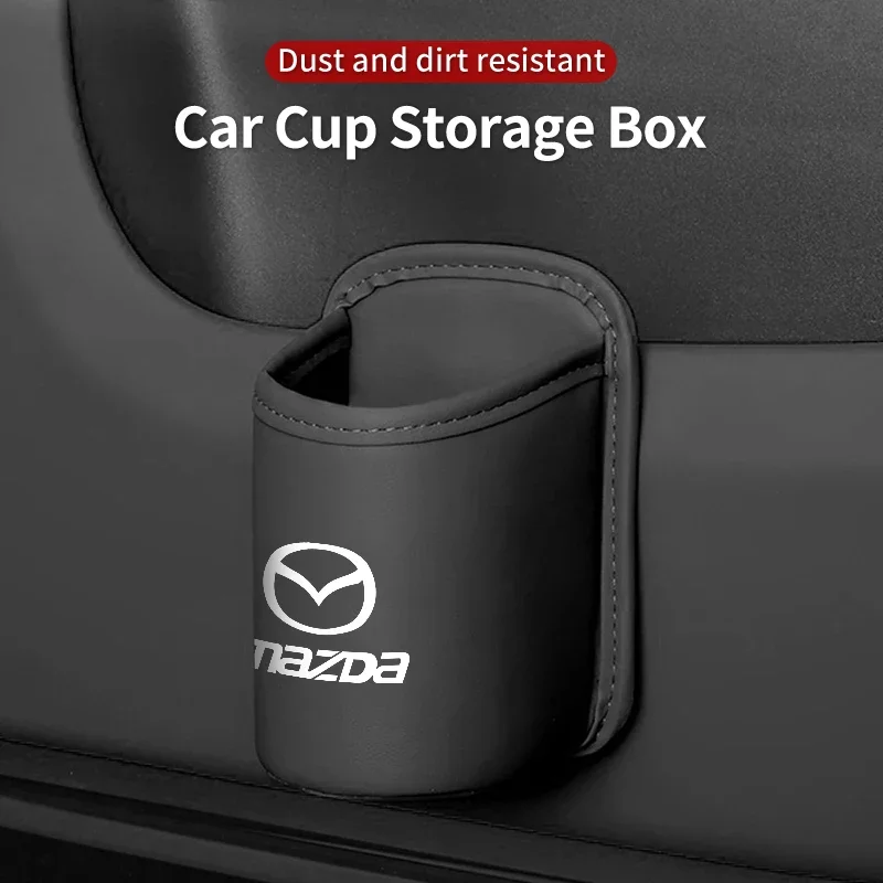

Leather Car Cup Holder Organizer For Mazda CX-30 Mazda 3 CX-5 Back Seat Storage Box Drink Holder Accessories