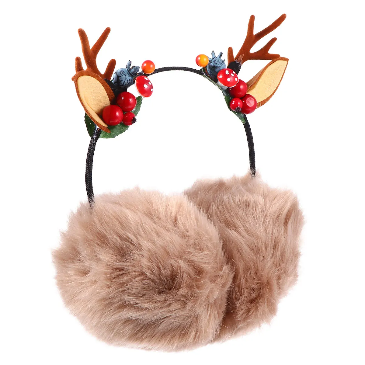 

Lovely Christmas Earmuffs Deer Antlers Cat Ears Headband Warm Winter Women Girls Ear Muff Cartoon Embroidery Scarf Coat Gift