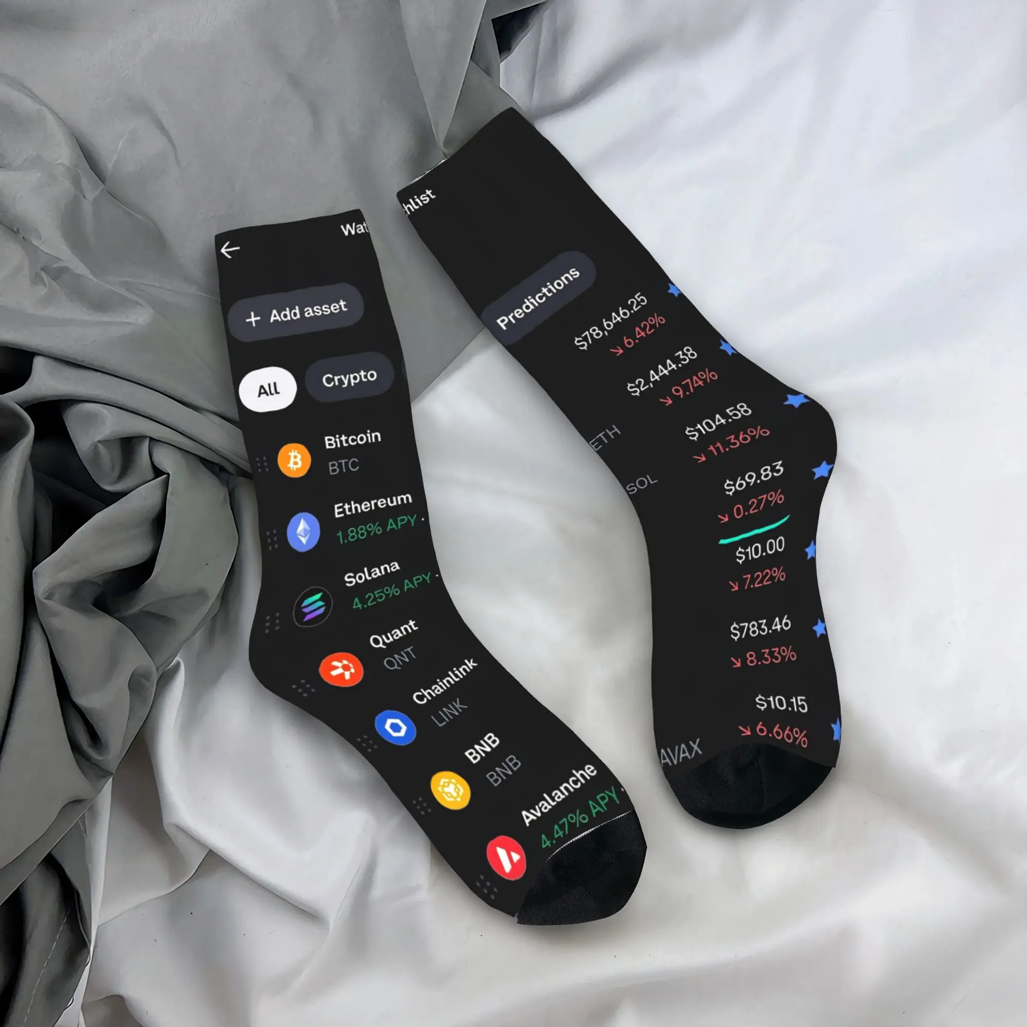 Chaussettes pour hommes, motif Interface de portefeuille crypto, Tech Finance Digital Asset, chaussettes d'hiver décontractées, douces, antidérapantes pour l'extérieur