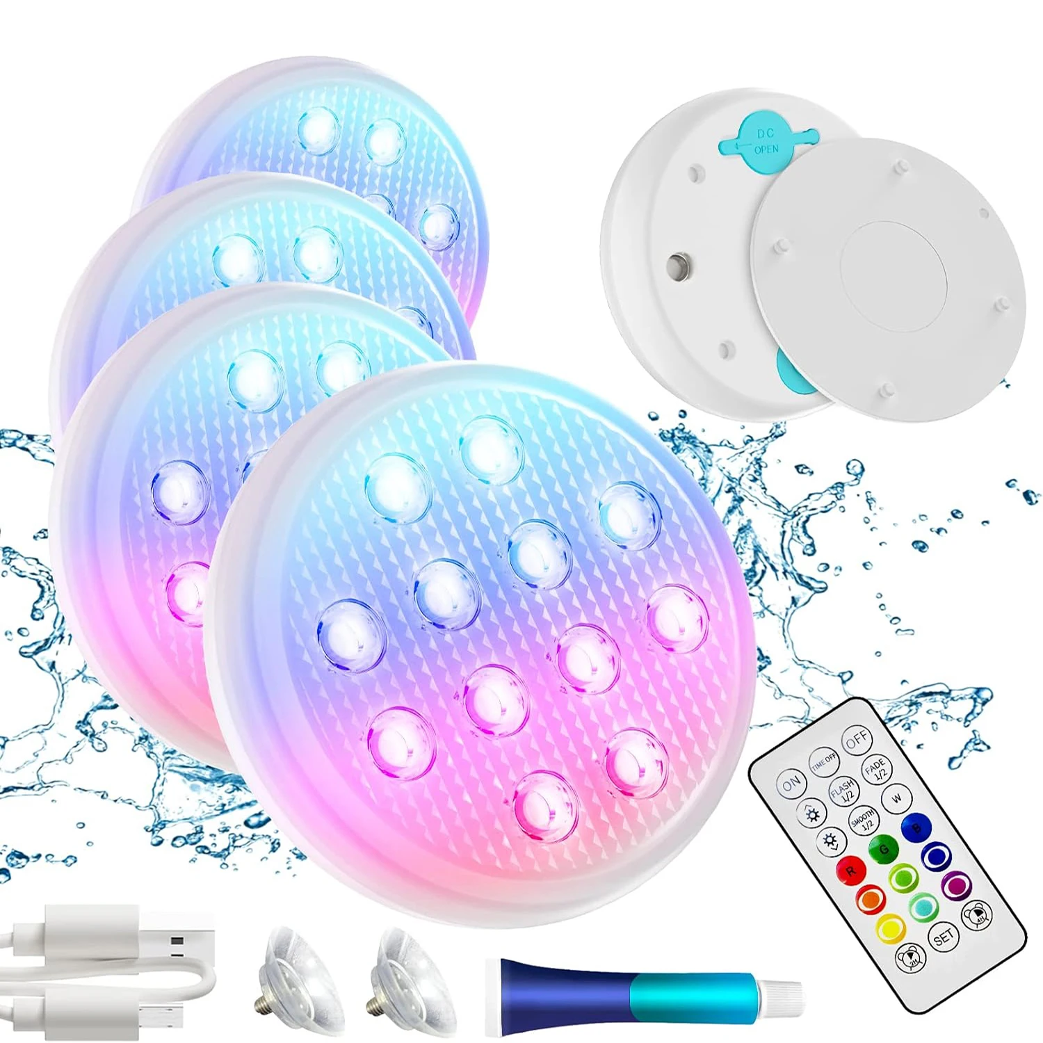 Lumières LED sous-marines pour piscine, lumières de fête de jardin, accessoires de piscine étanches IP68, couleurs RGB16