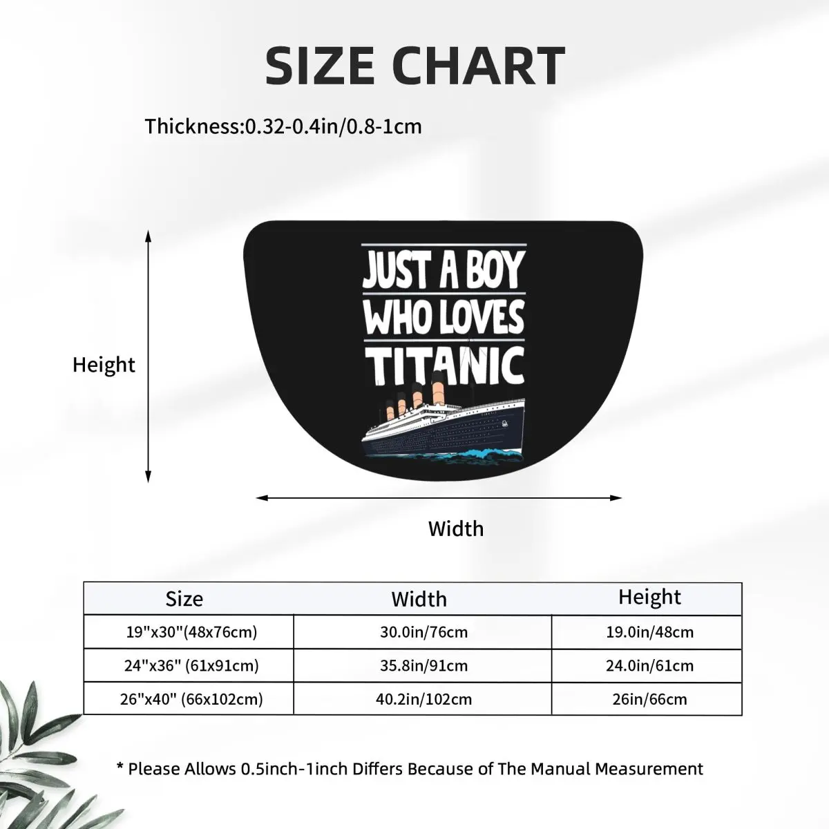 Just A Boy Who Loves Titanic Titanic Ship Gift For Boys Kids Half Round Doormat Non Slip Bathroom Mat Absorbent Floor Carpet