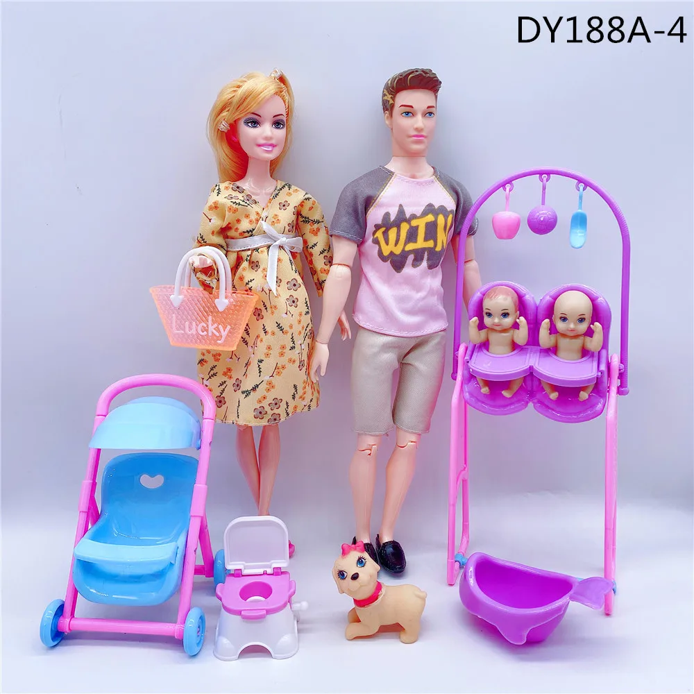 Cute Doll House Stroller Swing Slide Accessories  11.5'' Pregnant Dolls with Baby Doll Birthday Christmas Gift Kid Toys